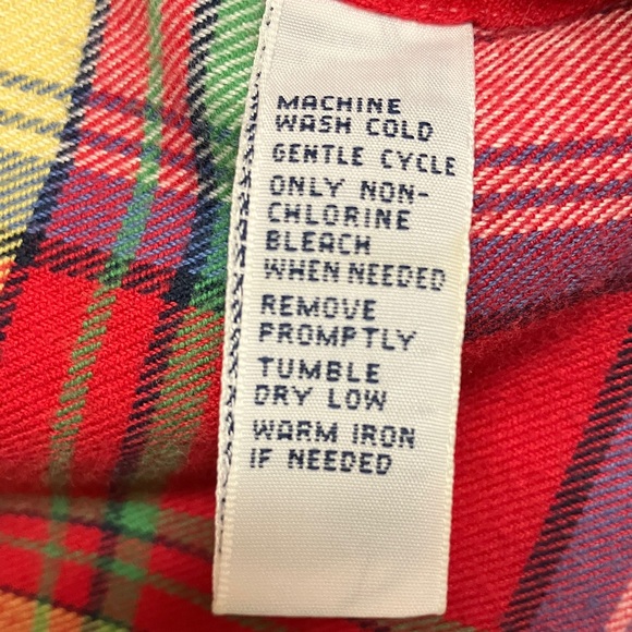 Ralph Lauren button down shirt, cotton flannel plaid, long sleeve, red, yellow M - Picture 10 of 11